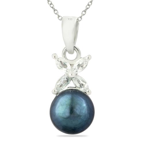 BUY REAL BLACK PEARL GEMSTONE  PENDANT IN 925 SILVER